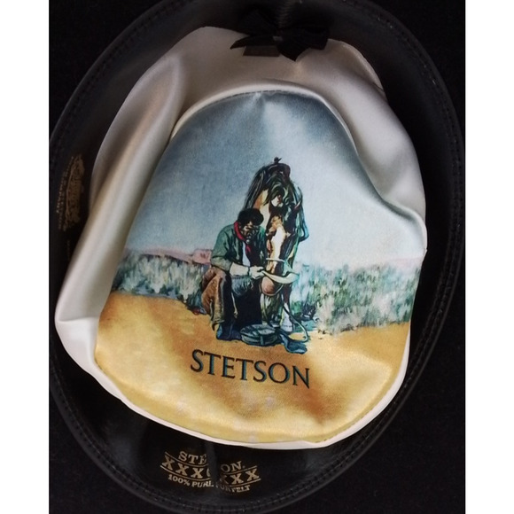 Stetson Wide Brim Hat Size 6 3/4 Black Felt Cowboy Hat Western #J4281 main image 6